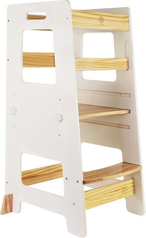 Kitchen Step Stool - Safe Montessori Standing Tower for Kids with Safety Rail, Height Adjustable Toddler Ideal Helper for Learning New Skills, Anti-Slip Protection for Bathroom - Deep Blue in Saudi Arabia