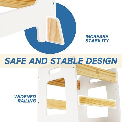 Kitchen Step Stool - Safe Montessori Standing Tower for Kids with Safety Rail, Height Adjustable Toddler Ideal Helper for Learning New Skills, Anti-Slip Protection for Bathroom - Deep Blue in Saudi Arabia