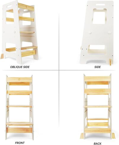 Kitchen Step Stool - Safe Montessori Standing Tower for Kids with Safety Rail, Height Adjustable Toddler Ideal Helper for Learning New Skills, Anti-Slip Protection for Bathroom - Deep Blue in Saudi Arabia