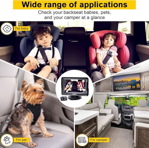 مرآة سيارة أطفال عالية الدقة 1080P كاميرا للرضع المواجهة الخلفية مراقب الرؤية الخلفية لمقعد السيارة والسفر للأطفال حديثي الولادة إصدار الأشعة تحت الحمراء الليلية AMTIFO A3 in Kuwait