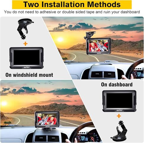 مرآة سيارة أطفال عالية الدقة 1080P كاميرا للرضع المواجهة الخلفية مراقب الرؤية الخلفية لمقعد السيارة والسفر للأطفال حديثي الولادة إصدار الأشعة تحت الحمراء الليلية AMTIFO A3 in Kuwait