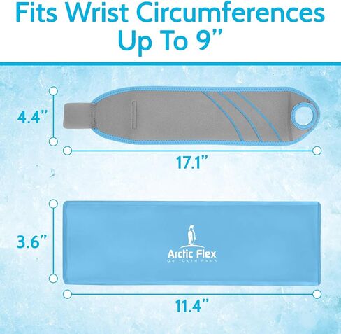 Arctic Flex Wrist Ice Pack Wrap - Refreezable Gel Compression Support - Flexible Hot & Cold Brace for Injuries, Rheumatoid, Tendinitis, Swelling & Carpal Tunnel - Reusable for Pain & Muscle Therapy in Kuwait