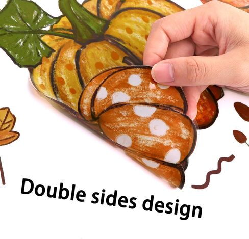 YUJUN 6 Sheets Thanksgiving Fall Window Clings,Pumpkin Maple Leaves Oil Painting Window Decals Stickers for Autumn Glass Home Decor and Thanksgiving Fall Window Decoration in Kuwait
