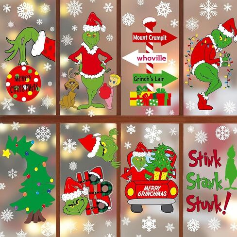 Christmas Decorations Window Clings, Double Sided Christmas Window Stickers for Glass Window Christmas Decorations for Home Indoor Decor Window Decal for School Office Classroom in Kuwait