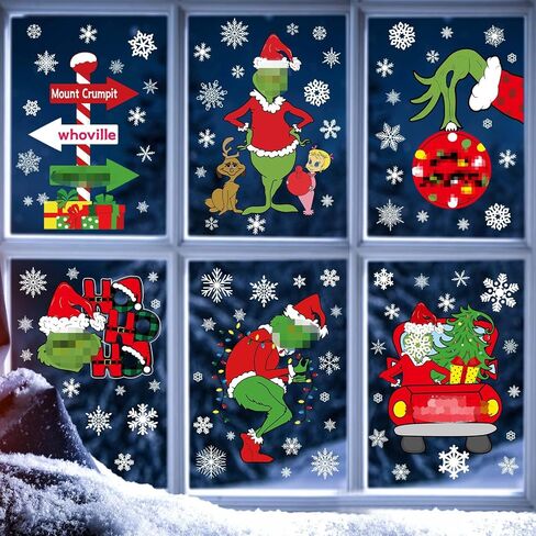 Christmas Decorations Window Clings, Double Sided Christmas Window Stickers for Glass Window Christmas Decorations for Home Indoor Decor Window Decal for School Office Classroom in Kuwait