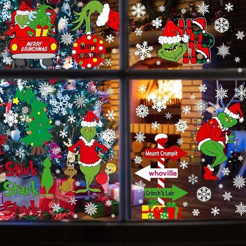 Christmas Decorations Window Clings, Double Sided Christmas Window Stickers for Glass Window Christmas Decorations for Home Indoor Decor Window Decal for School Office Classroom in Kuwait