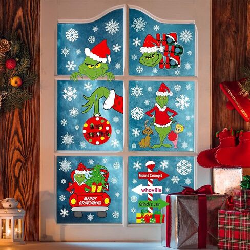 Christmas Decorations Window Clings, Double Sided Christmas Window Stickers for Glass Window Christmas Decorations for Home Indoor Decor Window Decal for School Office Classroom in Kuwait