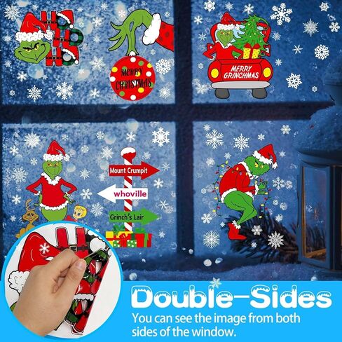 Christmas Decorations Window Clings, Double Sided Christmas Window Stickers for Glass Window Christmas Decorations for Home Indoor Decor Window Decal for School Office Classroom in Kuwait