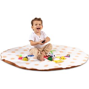 Baby Floor Mat for High Chair – 3.9 Ft., Large Splat Mat – Water-Wicking, Cotton-Lined, Leather Baby Splat Mat for Under High Chairs – Elle Raey & Co. Little Raey of Sunshine Round Splat Mat with Bag in Saudi Arabia