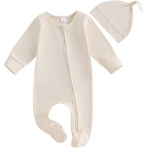 Infant Baby Boy Girl Footie Romper Clothes One Piece Jumpsuit Zipper Fall Onesie Newborn Coming Home Outfit