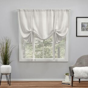 Exclusive Home Sateen Twill Woven Room Darkening Blackout Rod Pocket Tie Up Shade, 52"x63", Linen in Kuwait