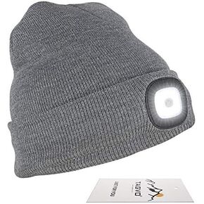 Unisex Beanie with The Light, USB Rechargeable LED Caps, Flashlight Hat Headlamp Beanie Gifts for Dad Father Husband