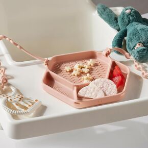 Smack Fun - All-in-one plate + toy straps attachment system - Divided Silicone Suction Plate for Babies + Toddlers - First Foods + Self-Feeding. Comes with 2 straps (Tradewinds)