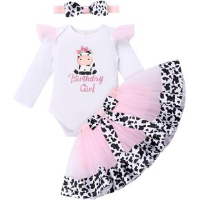 IMEKIS Baby Girl Winter 1st Birthday Outfit Lace Romper + Tutu Skirt + Headband Cake Smash Long Sleeve Photo Shoot Clothes