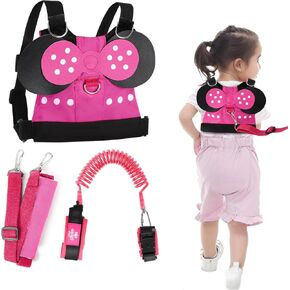 Lehoo Castle Toddlers Leash for Walking + Key Lock Design Anti Lost Wrist Link, 3 in 1 Baby Leash Kids Wrist Link for Toddlers, Safety Harness Belt Strap Wristband (Purple Butterfly Girls Leash)