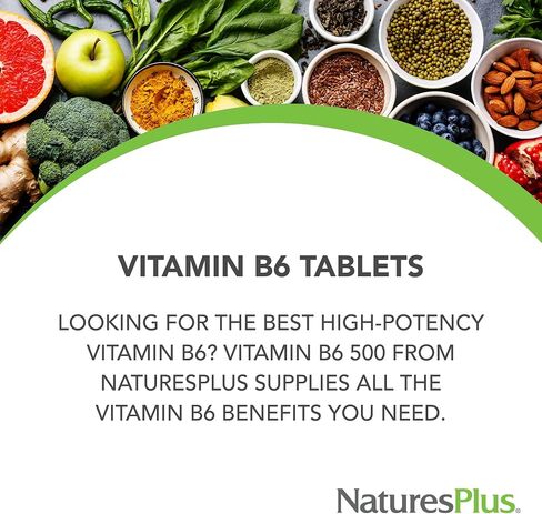 NaturesPlus Vitamin B6 (Pyridoxine HCI) - 100 mg, 90 Vegetarian Tablets - Energy & Metabolism Booster, Hair Skin & Nails, Memory, Mood, Immune System Support Supplement - Gluten-Free - 90 Servings in Saudi Arabia