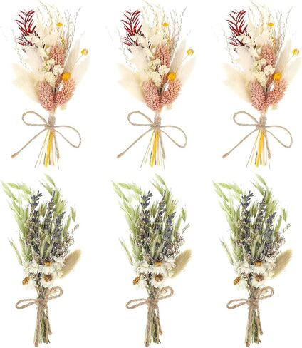 أودي_6 تي اكس دي باقة زهور مجففة صغيرة من 6 قطع، باقة وصيفات العروس، زهور مجففة للحرف اليدوية، مزهريات صغيرة لمراكز الطاولة، ديكورات الزفاف البوهيمية، ترتيبات كعكة عيد الميلاد، صندوق هدايا لوصيفة in Kuwait