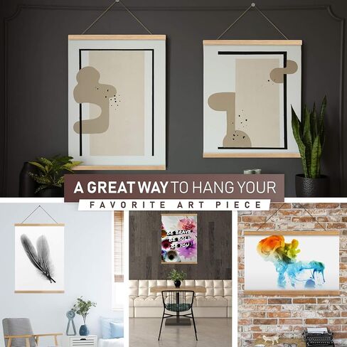 DACRI HOME 74" Magnetic Poster Hanger Frame - Sturdy Teak Wood Poster Frame, Strong Magnets for Safe Hanging Map Picture Print Scroll Wall Art 74x26 74x36 74x48 (74 Inch, Black) in Saudi Arabia