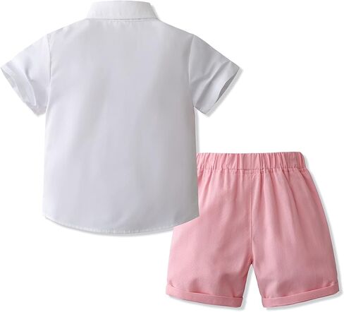 Tiepant Boy's Summer Fake Vest Gentleman Outfits 2 Piece Clothes Suit for Dress Up 12 Months - 5 Years in Kuwait