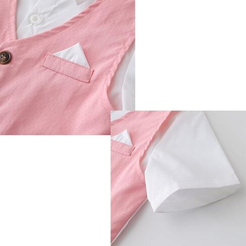 Tiepant Boy's Summer Fake Vest Gentleman Outfits 2 Piece Clothes Suit for Dress Up 12 Months - 5 Years in Kuwait