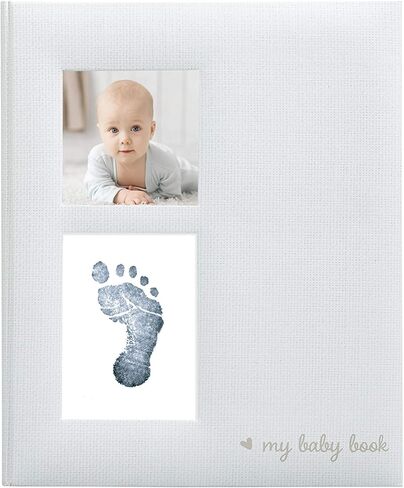 Kate & Milo Babybook and Ink Pad, Gender-Neutral Baby Keepsake, Baby's First Year Milestone Moments, Pink Gingham in Saudi Arabia