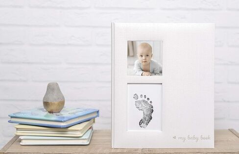 Kate & Milo Babybook and Ink Pad, Gender-Neutral Baby Keepsake, Baby's First Year Milestone Moments, Pink Gingham in Saudi Arabia