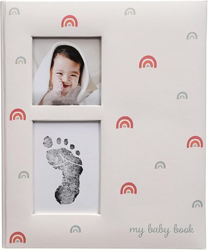 كتاب الأطفال ووسادة الحبر من كيت آند ميلو، تذكار طفل محايد للجنسين، لحظات بارزة في السنة الأولى للطفل، قماش قطني وردي in Kuwait