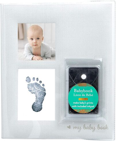 Kate & Milo Babybook and Ink Pad, Gender-Neutral Baby Keepsake, Baby's First Year Milestone Moments, Pink Gingham in Saudi Arabia