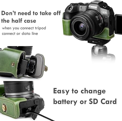 Rieibi R8 Half Case, Handmade PU Leather Half Camera Case for Canon EOS R8 Camera protection case,Coffee in Kuwait