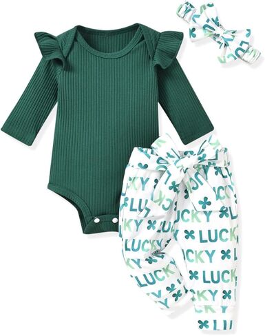 ملابس Aalizzwell Preemie لحديثي الولادة والرضع والبنات، مجموعة سراويل رومبير مضلعة، ملابس الخريف والشتاء in Kuwait