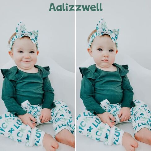 ملابس Aalizzwell Preemie لحديثي الولادة والرضع والبنات، مجموعة سراويل رومبير مضلعة، ملابس الخريف والشتاء in Kuwait