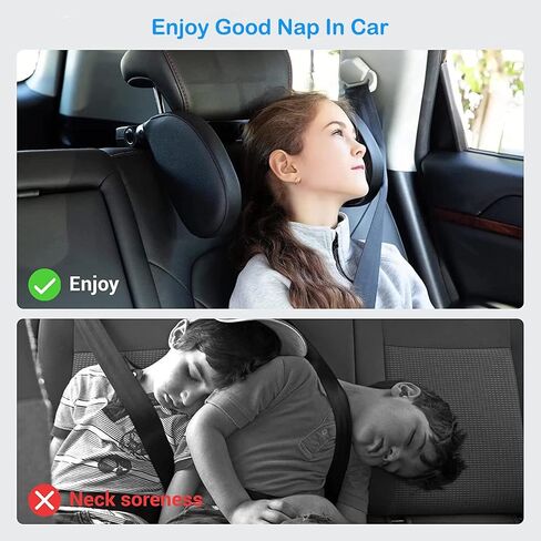 وسادة مسند رأس السيارة من روري للأطفال البالغين، مسند رأس Road Pal قابل للتعديل لدعم الرقبة والرأس للسفر والنوم (أسود) in Saudi Arabia