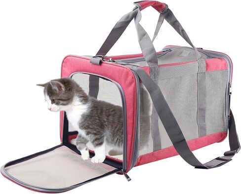 Atvobiy Cat Carriers Soft-Sided Pet Carrier for Large and Medium Cats 20 lbs, Dog Carriers for Small Dogs, Puppy Travel Bag with Big Storage Bag 4 Ventilated Windows, 3 Doors in Saudi Arabia