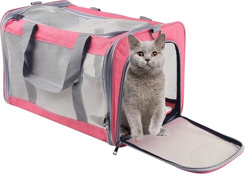 Atvobiy Cat Carriers Soft-Sided Pet Carrier for Large and Medium Cats 20 lbs, Dog Carriers for Small Dogs, Puppy Travel Bag with Big Storage Bag 4 Ventilated Windows, 3 Doors in Saudi Arabia