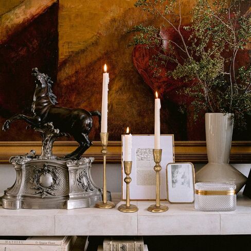 Antique Brass Iron Taper Candle Holder - Set of 3 Decorative Candle Stand, Candlestick Holder for Wedding, Dinning, Party in Kuwait