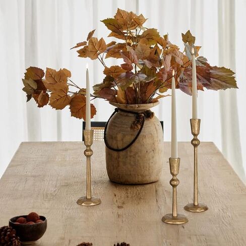 Antique Brass Iron Taper Candle Holder - Set of 3 Decorative Candle Stand, Candlestick Holder for Wedding, Dinning, Party in Kuwait
