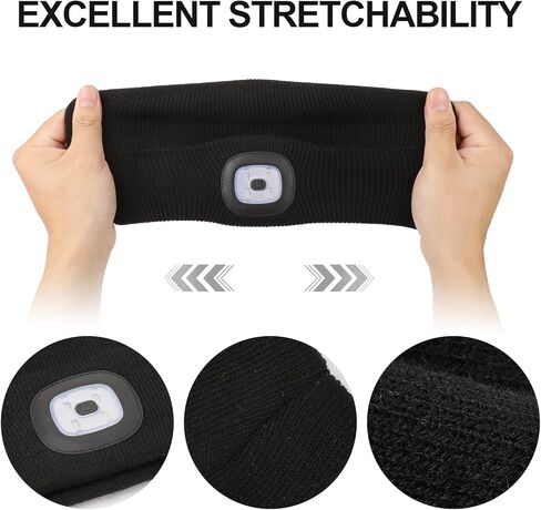 Unisex Beanie with The Light, USB Rechargeable LED Caps, Flashlight Hat Headlamp Beanie Gifts for Dad Father Husband in Kuwait