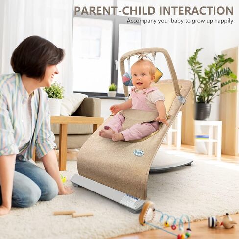 Baby Bouncer,Portable Baby Bouncer Seat for Infants,Bouncer Seat for Babies, Newborn Bouncer with 3-Point Harness, Seat & Infant to Toddler Rocker for Babies 0-6 Months (Khaki) in Kuwait