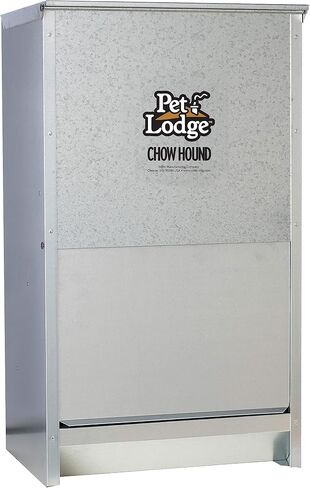 Pet Lodge® Automatic Dog Feeder | Chow Hound Outdoor Pet Feeder | Tough Galvanized Steel | Made in USA (25 lb) in Saudi Arabia