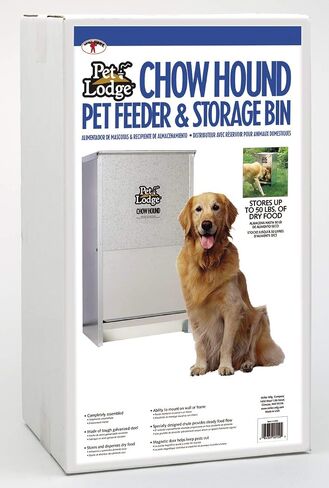 Pet Lodge® Automatic Dog Feeder | Chow Hound Outdoor Pet Feeder | Tough Galvanized Steel | Made in USA (25 lb) in Saudi Arabia
