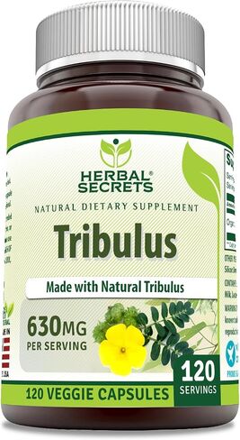 Herbal Secrets Organic Tribulus 630 Mg 120 Veggie Capsules Supplement | Non-GMO | Gluten Free | Made in USA in Saudi Arabia