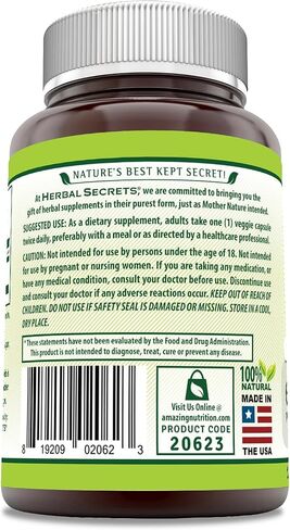 Herbal Secrets Organic Tribulus 630 Mg 120 Veggie Capsules Supplement | Non-GMO | Gluten Free | Made in USA in Saudi Arabia