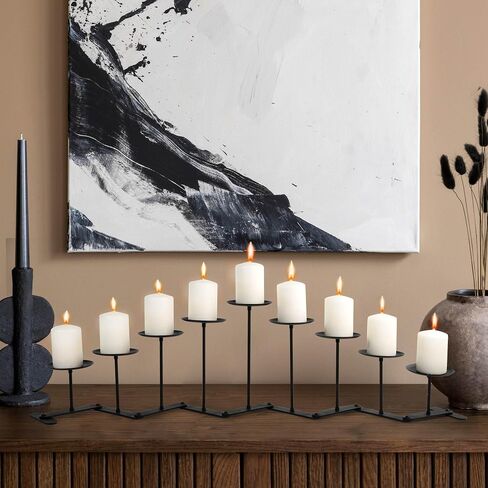 Black Iron Candelabra Candle Holder: Adjustable Fireplace Candelabra Candle Holder - Centerpiece Candle Holder Stand Decor for Pillar Candle in Kuwait