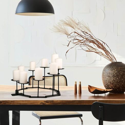 Black Iron Candelabra Candle Holder: Adjustable Fireplace Candelabra Candle Holder - Centerpiece Candle Holder Stand Decor for Pillar Candle in Kuwait
