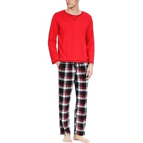 YIMANIE Men's Pajamas Set Soft Cotton Long Sleeves and Pajamas pants Classic Sleepwear Lounge Set