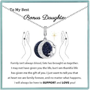 Sereney Daughter gifts as bonus daughter necklace and badass daughter necklace from mom and dad, daughter necklace to my beautiful daughter/bonus daughter for girls