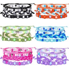 أساور VSCO 24 قطعة سوار الصداقة مضفر متمدد نمط عرقي منسوج سوار متمدد مطرز أساور لطيف قابل للتعديل مطرز أساور مع عقدة منزلقة لـ VSCO الفتيات المراهقات, خرز in Kuwait