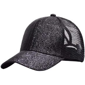Anna-Kaci Womens Baseball Cap Glitter Ponytail Hat High Messy Bun Ponycap Trucker Dad Hat