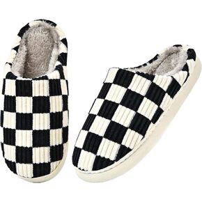 شباشب منزل Eohsnem للنساء والرجال، شباشب غامضة أحذية منزلية من إسفنج الذاكرة شباشب مربعات قطيفة منقوشة منزلقة داخلية وخارجية in Kuwait