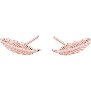 SLUYNZ Genuine 925 Sterling Silver Tiny Feather Studs Earrings for Women Teen Girls Sterling Silver Studs Earrings